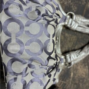 Coach Silver and Gray Patterned Shoulder Bag